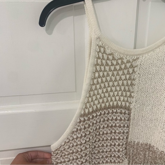 By Anthropologie Elliotte Lurex Sweater Tank Tie Strap Neutral Metallic Size XL - Picture 5 of 13
